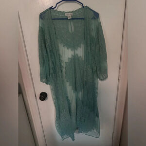 Rachel Zoe aqua blue shawl |kimono|swim cover up| one size #1236